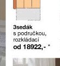 3sedák s područkou, rozkládací