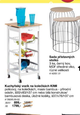 Kuchyňský vozík na kolečkách KIMI