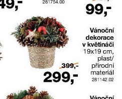 Vánoční dekorace v květináči