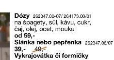 Dózy na špagety, sůl, kávu, cukr, čaj, olej, ocet, mouku