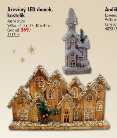 Dřevěný LED domek, kostelík