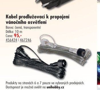 Kabel prodlužovací k propojení vánočního osvětlení