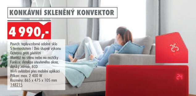 Konkávní skleněný konvektor
