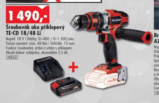 Šroubovák aku příklepový TE-CD 18/48 Li