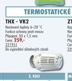 Termostatická hlavice THX - VK2