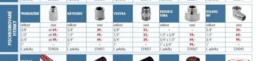 Pochromované fitinky