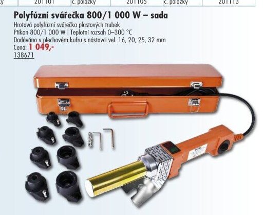 Polyfúzní svářečka 800/1 000 W – sada