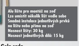 Alu lišta pro montáž na zeď