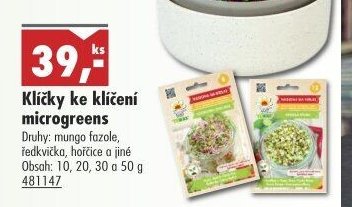 Klíčky ke klíčení microgreens
