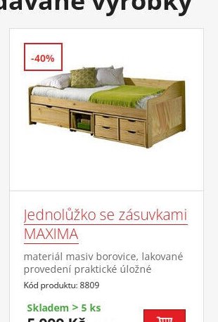 Jednolůžko se zásuvkami MAXIMA