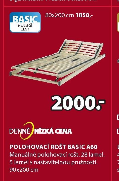 POLOHOVACÍ ROŠT BASIC A60