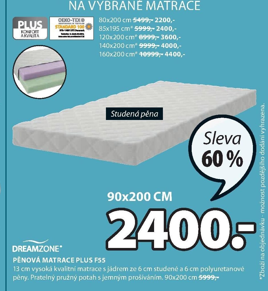 PĚNOVÁ MATRACE PLUS F55