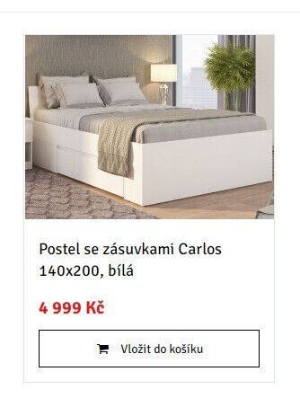 Postel se zásuvkami Carlos 140x200, bílá