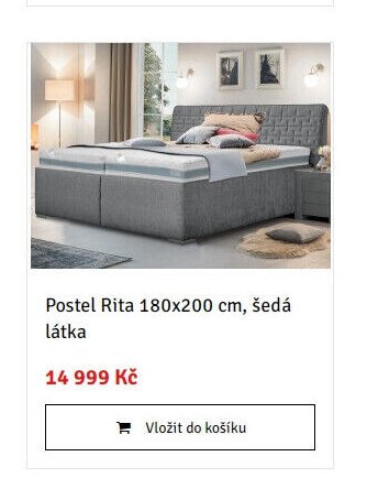 Postel Rita 180x200 cm, šedá látka