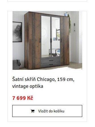 Šatní skříň Chicago, 159 cm, vintage optika