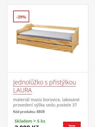 Jednolůžko s přistýlkou LAURA