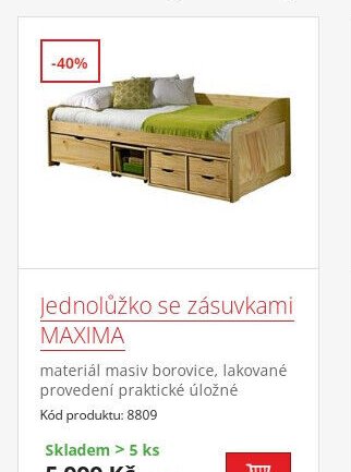 Jednolůžko se zásuvkami MAXIMA