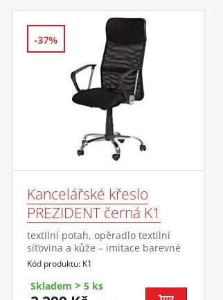 Kancelářské křeslo PREZIDENT černá K1