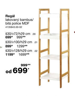 Regál lakovaný bambus/bílá police MDF