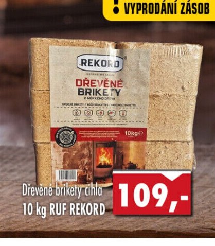 Dřevěné brikety cihla 10 kg RUF REKORD