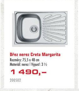 Dřez nerez Creta Margarita