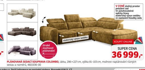Plánovaná sedací souprava Colombo