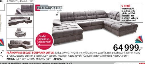 Plánovaná sedací souprava LOTUS