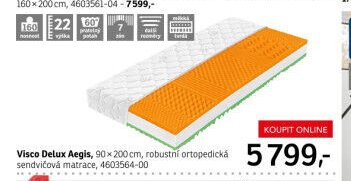 Visco Delux Aegis, 90x200 cm, robustní ortopedická sendvičová matrace