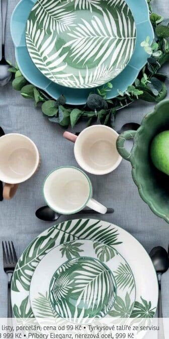 Servis Siaki s tropickými listy, porcelán
