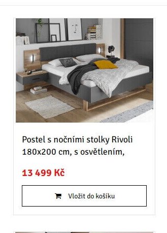 Postel s nočními stolky Rivoli 180x200 cm, s osvětlením