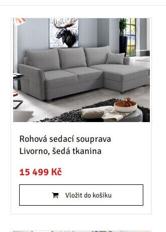 Rohová sedací souprava Livorno, šedá tkanina