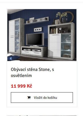 Obývací stěna Stone, s osvětlením