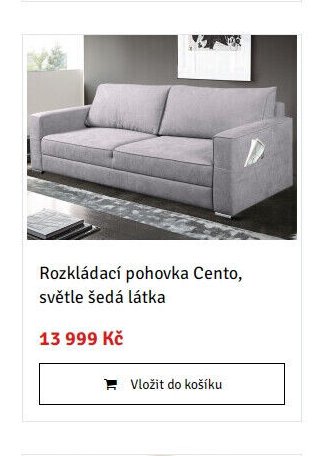 Rozkládací pohovka Cento, světle šedá látka