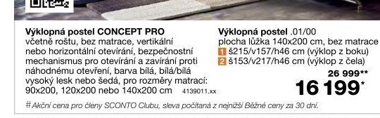 Výklopná postel CONCEPT PRO