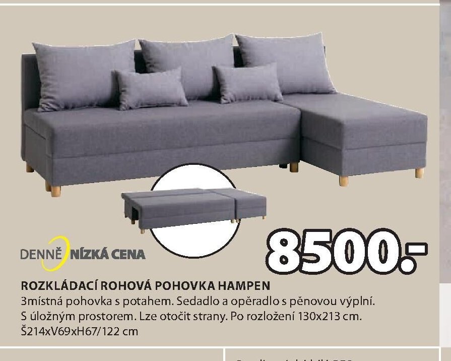 ROZKLÁDACÍ ROHOVÁ POHOVKA HAMPEN