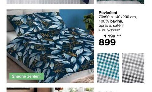 Povlečení 70x90 a 140x200 cm, 100% bavlna, úprava: satén