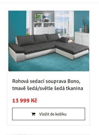 Rohová sedací souprava Bono, tmavě šedá/světle šedá tkanina