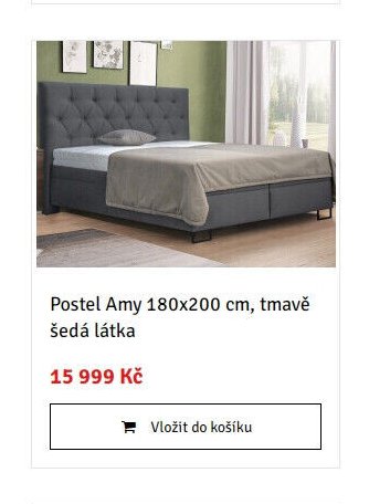 Postel Amy 180x200 cm, tmavě šedá látka