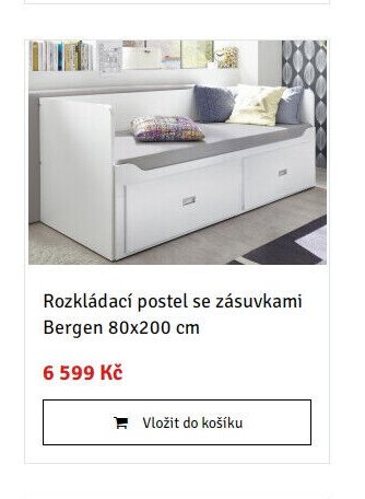 Rozkládací postel se zásuvkami Bergen 80x200 cm