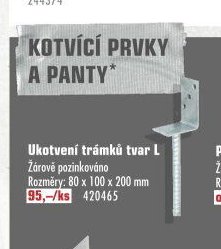 Ukotvení trámků tvar L