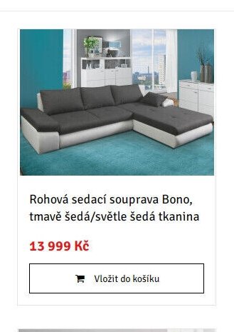 Rohová sedací souprava Bono, tmavě šedá/světle šedá tkanina