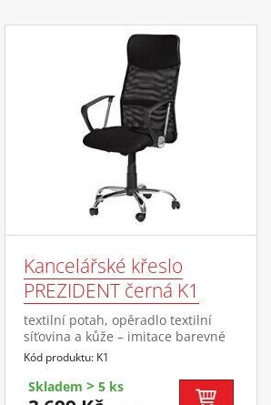 Kancelářské křeslo PREZIDENT černá K1