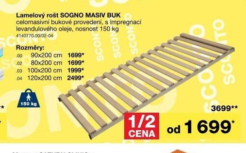 Lamelový rošt SOGNO MASIV BUK