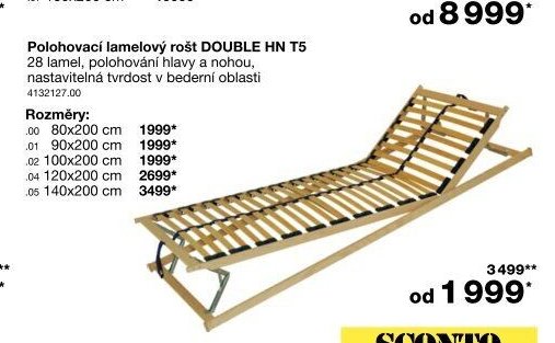 Polohovací lamelový rošt DOUBLE HN T5