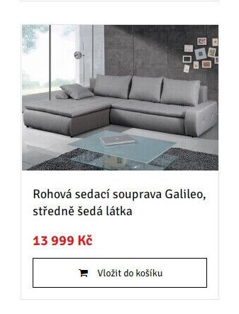 Rohová sedací souprava Galileo, středně šedá látka
