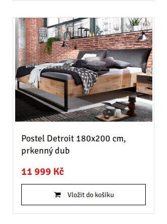 Postel Detroit 180x200 cm, prkenný dub