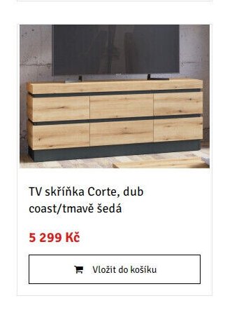 TV skříňka Corte, dub coast/tmavě šedá