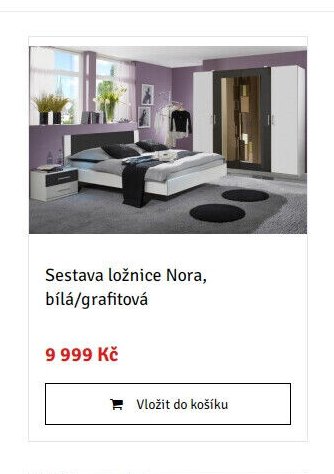 Sestava ložnice Nora, bílá/grafitová
