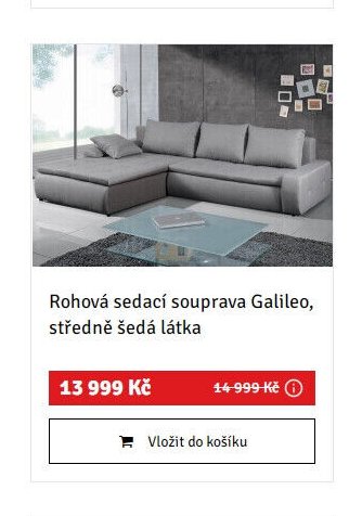 Rohová sedací souprava Galileo, středně šedá látka