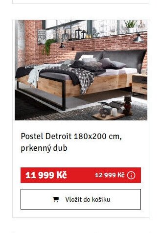 Postel Detroit 180x200 cm, prkenný dub